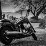 gray scale motorcycle