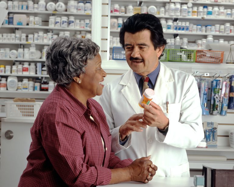 woman with pharmacist