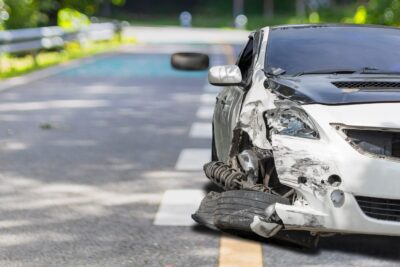 damaged front end of car