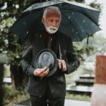 man at cemetery