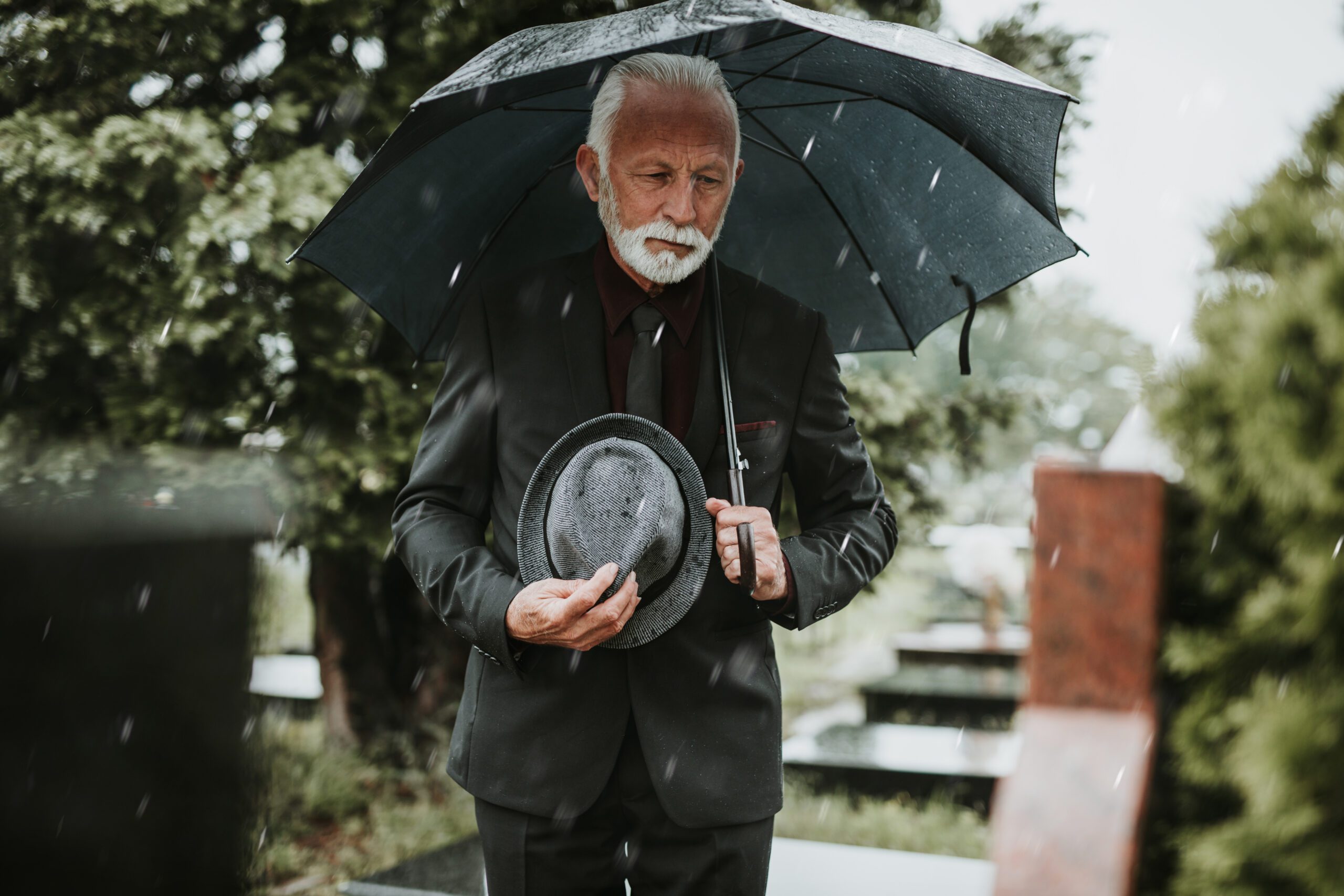 man at cemetery