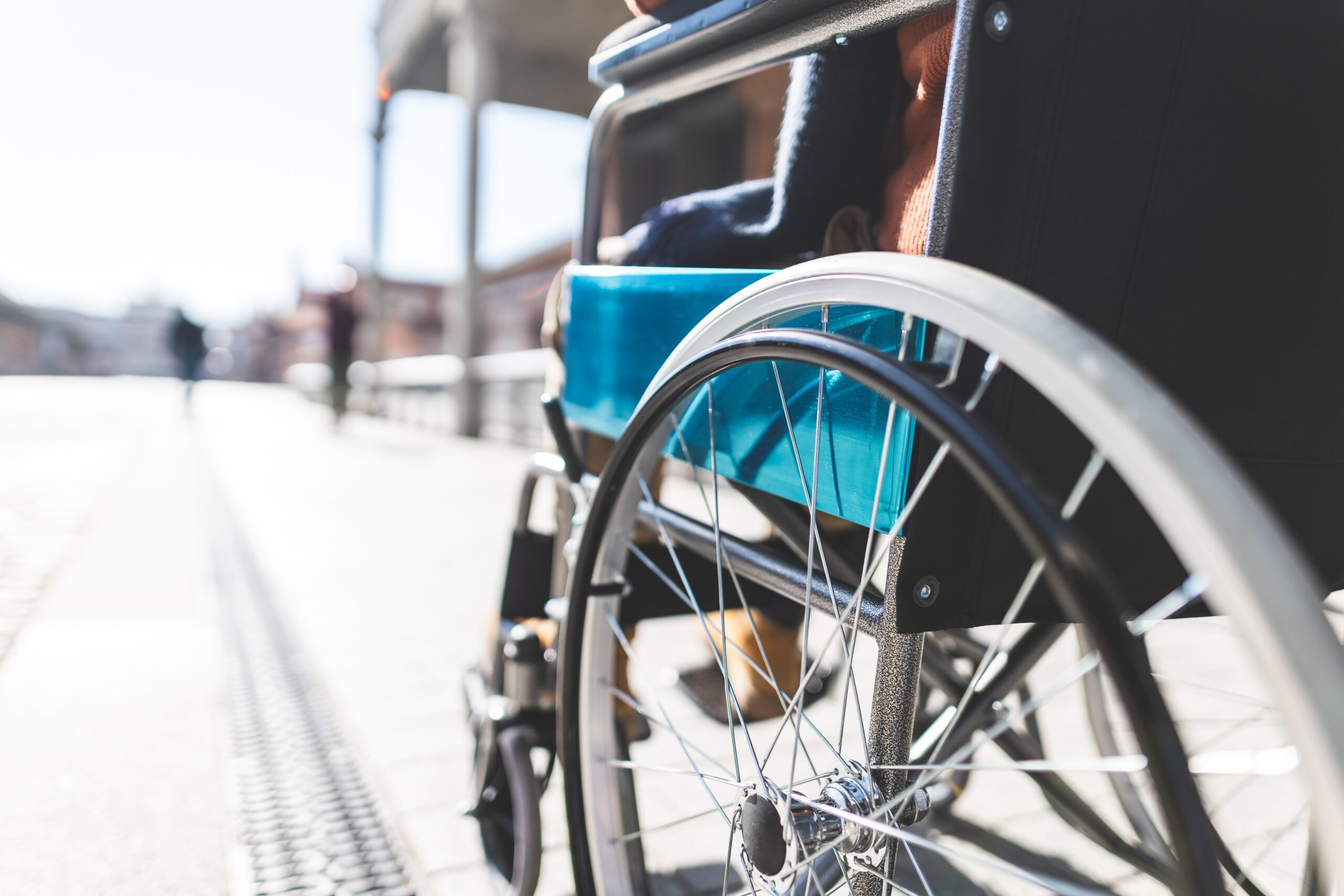 close-up of wheelchair