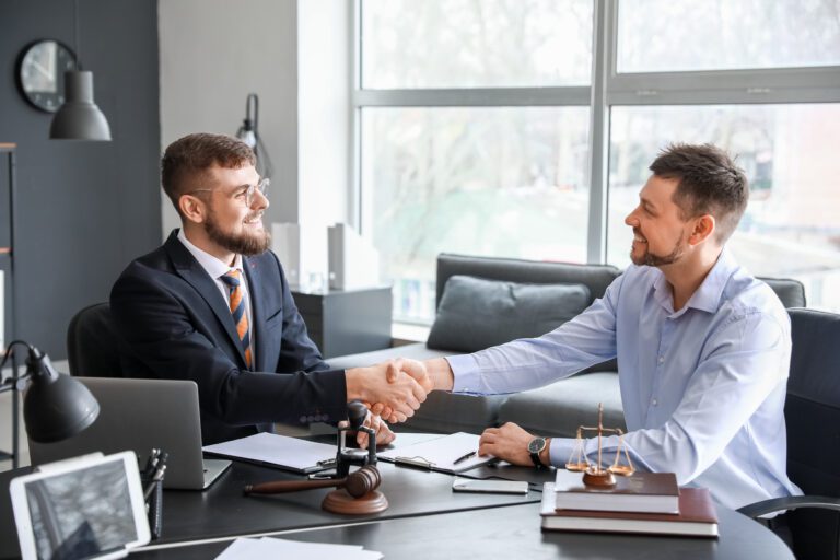 lawyer with client