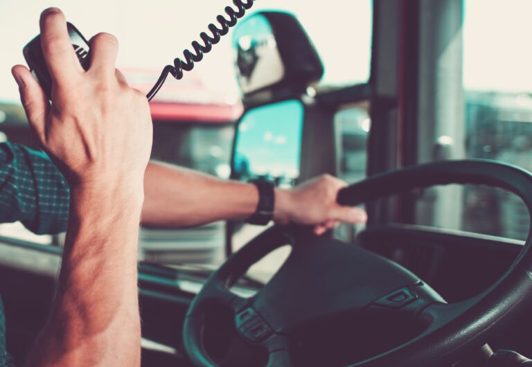 trucker using radio