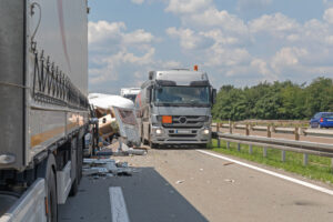 semi truck in crash on highway