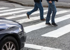 Crossing with pedestrians