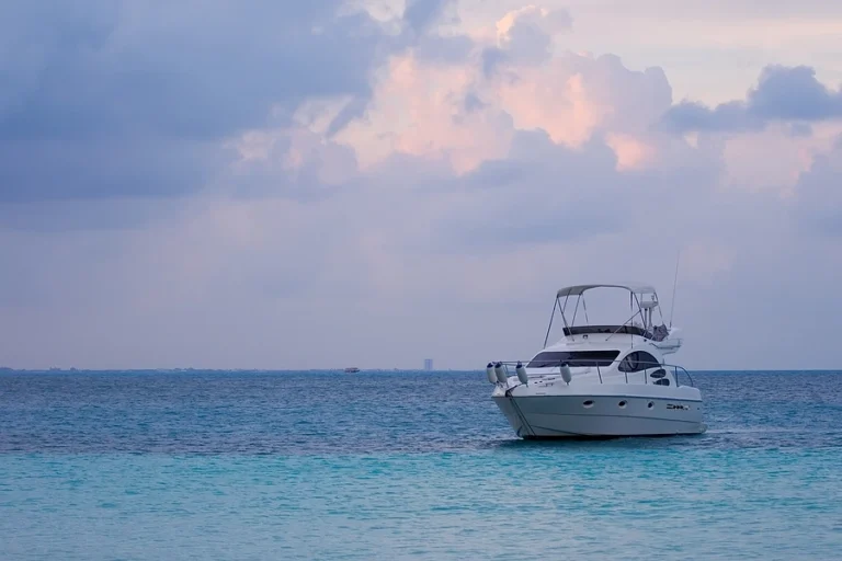 Boat anchored in open water