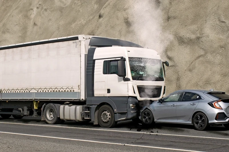 Truck-and-car-in-head-on-collision